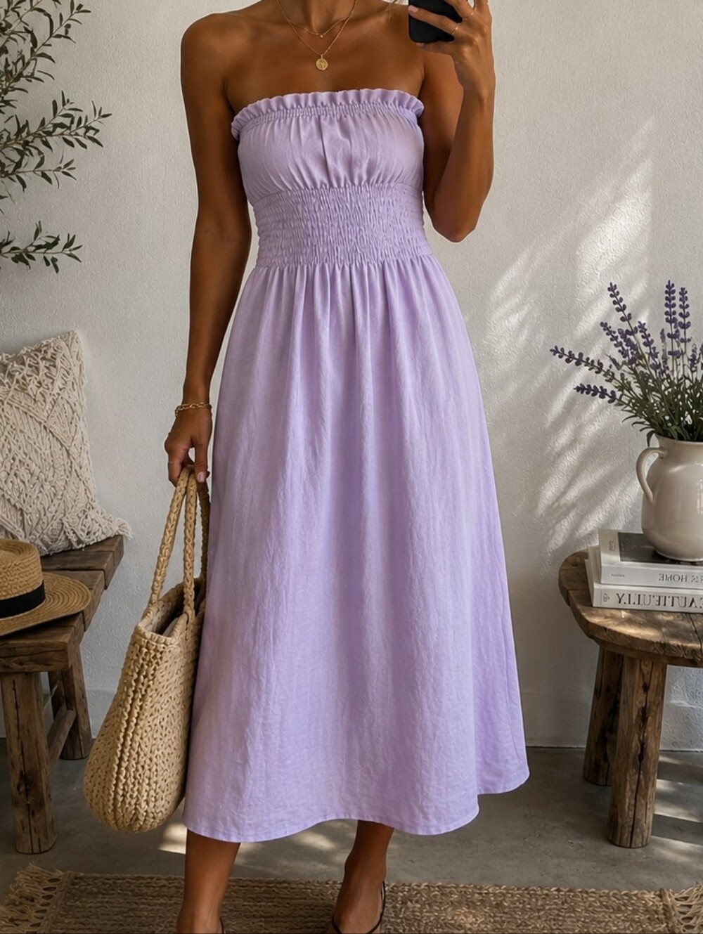 Lavender Strapless Maxi Dress